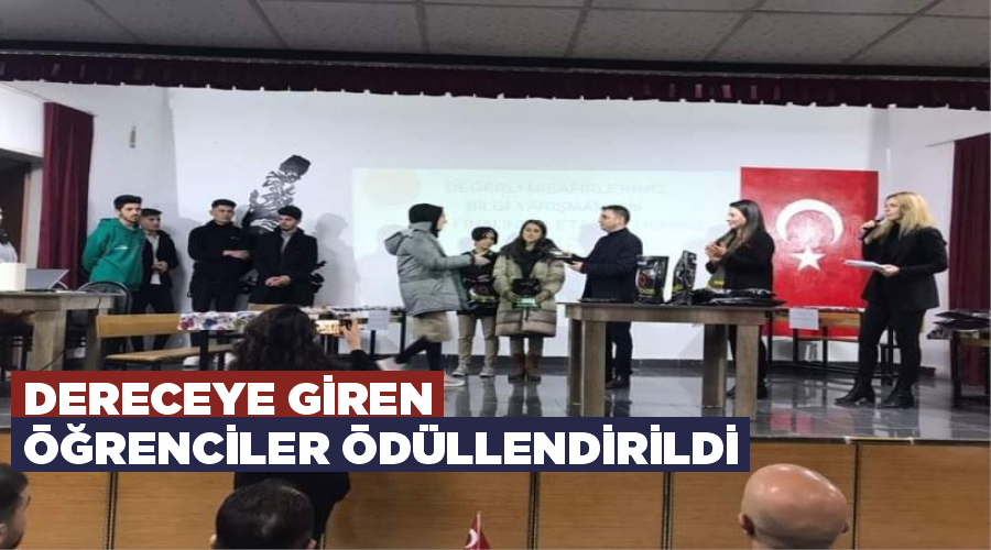 Dereceye giren öğrenciler ödüllendirildi