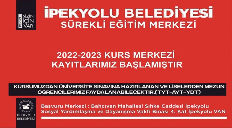 İpekyolu Belediyesi Sürekli Eğitim Merkezi kayıtları başladı