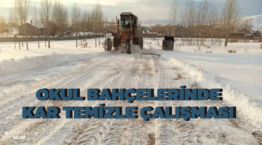 Okul bahçelerinde kar temizle çalışması