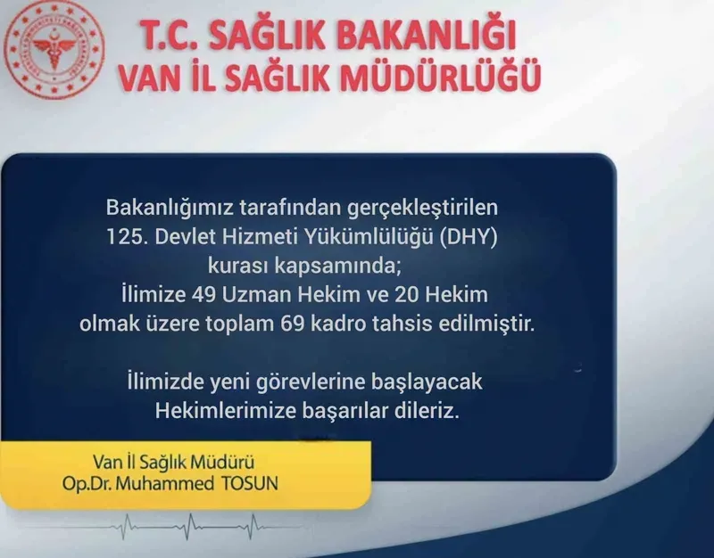 Van’a 69 yeni hekim atandı
