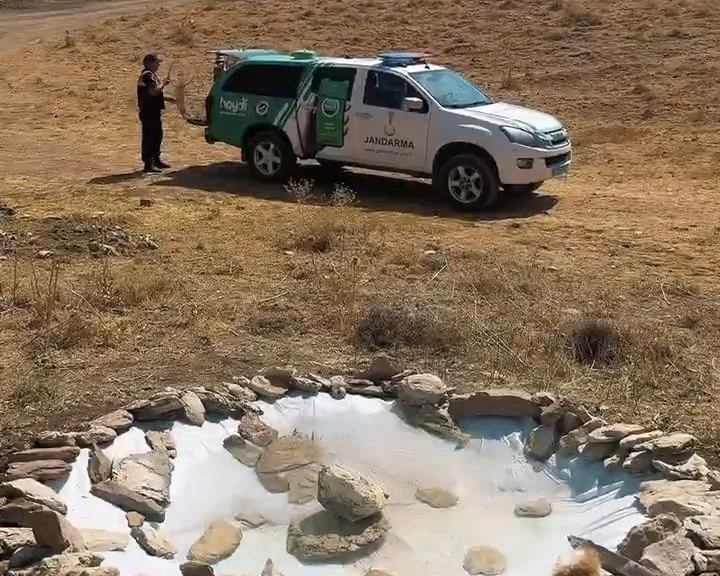 Van jandarmasından yaban hayatına minik su havuzları