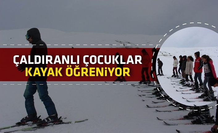 Çaldıranlı çocuklar kayak öğreniyor