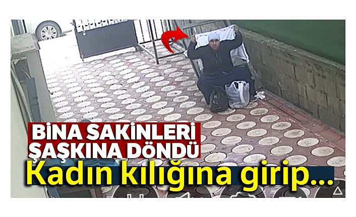 Kadın kılığına girip dilenen şahıs kameralara yakalandı