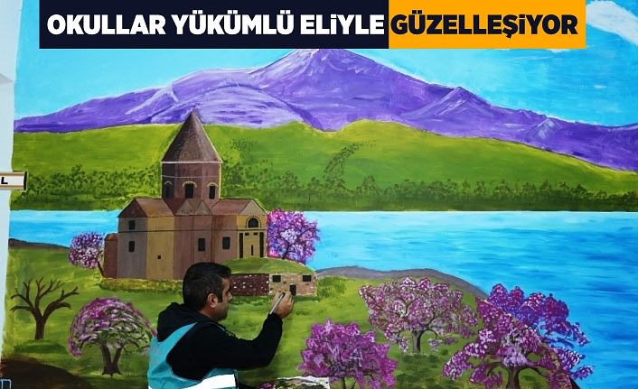 Okullar yükümlü eliyle güzelleşiyor