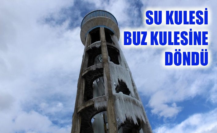 Su deposu buz kulesine dönüştü