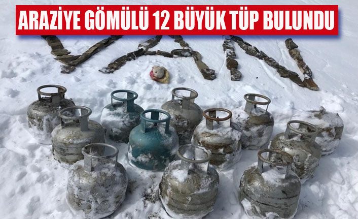 Başkale’de araziye gömülü 12 büyük tüp ele geçirildi