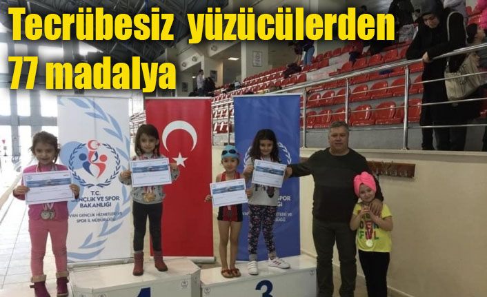 Tecrübesiz yüzücülerden 77 madalya