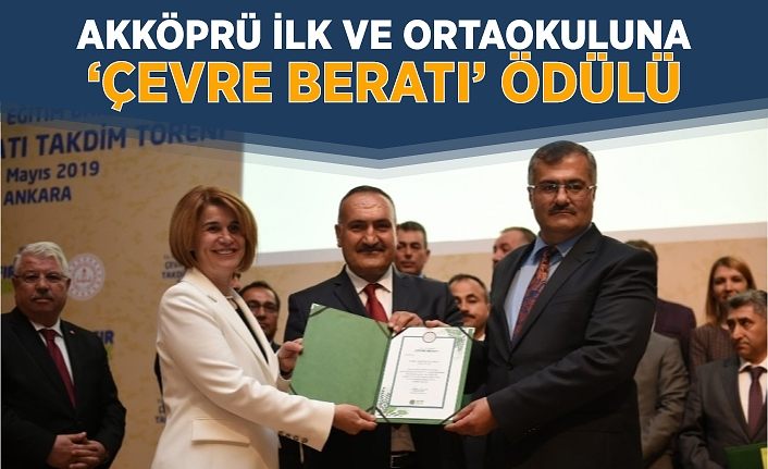 Akköprü İlk ve Ortaokuluna ‘Çevre Beratı” ödülü