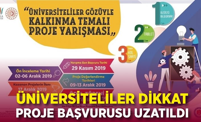 Üniversiteliler Gözüyle Kalkınma Temalı Proje Yarışmasının başvuru süresi uzatıldı