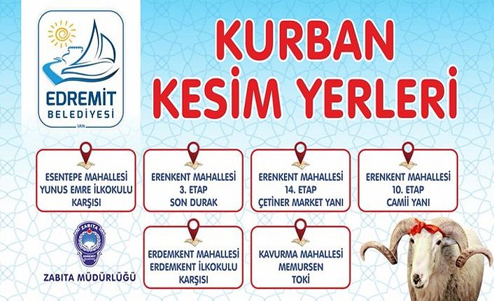 Van Edremit’te kurban kesim yerleri açıklandı