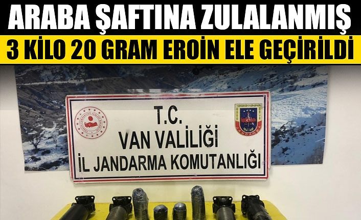 Araba şaftına zulalanmış 3 kilo 20 gram eroin ele geçirildi