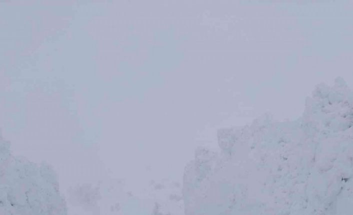 Üzerine çığ düşen iş makinesi kurtarıldı