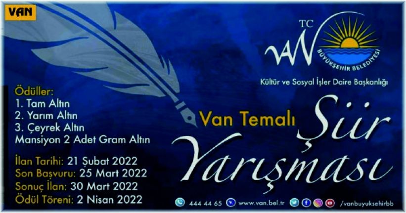 Van Büyükşehir Belediyesinden ödüllü şiir yarışması