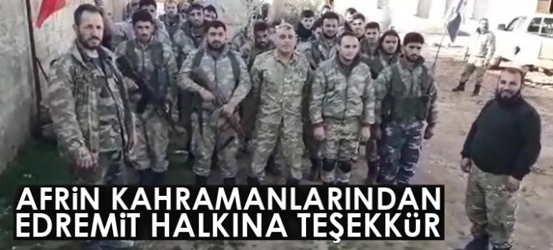 Afrin kahramanlarından Edremit halkına teşekkür