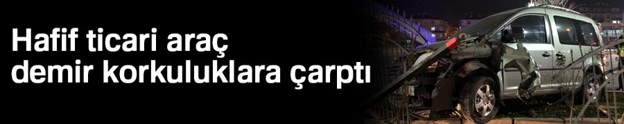 Hafif ticari araç, demir korkuluklara çarptı