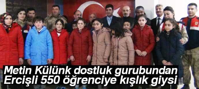 Metin Külünk dostluk gurubundan Ercişli 550 öğrenciye kışlık giysi