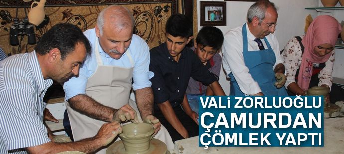 Vali Zorluoğlu çamurdan çömlek yaptı