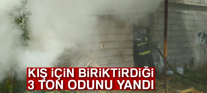 Kış için biriktirdiği 3 ton odunu yandı