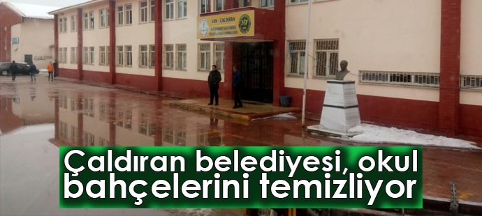 Çaldıran belediyesi, okul bahçelerini temizliyor