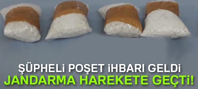 Jandarma araziye atılmış çuvalda 2 Kilo 553 gram metamfetamin ele geçirdi
