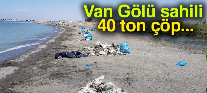 Van Gölü sahilinde 40 ton çöp toplandı