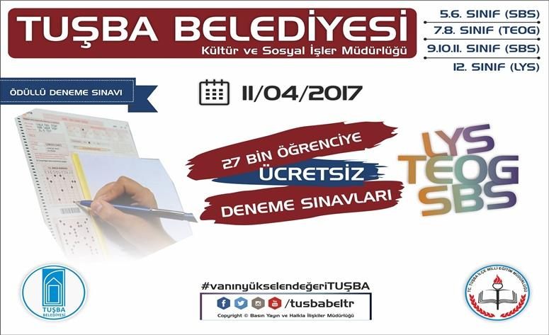 Tuşba Belediyesinden 27 bin öğrenciye ücretsiz ödüllü deneme sınavı