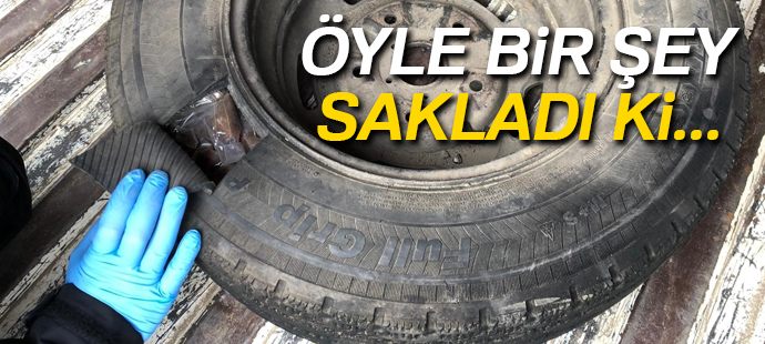 Stepne lastiğinde 94 kilo kaçak nargile tütünü ele geçirildi